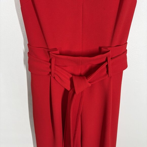 Anthropologie Sz XS Red Sleeveless Wide Leg Crop Cathy Structured Jumpsuit FLAW - Picture 7 of 16